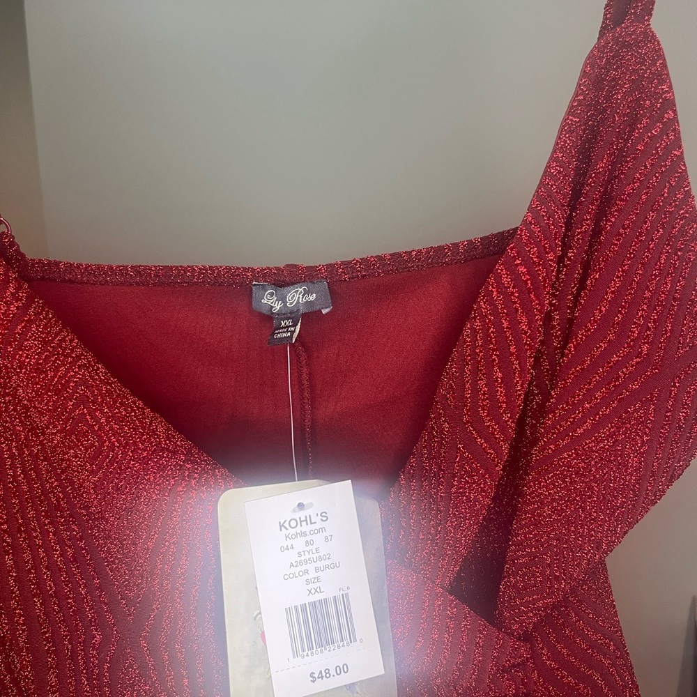 6/$25 Lily Rose Shimmering Red Mini Dress - Picture 4 of 4